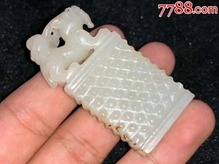清早期和田白玉貔貅印手工雕琢造型大气工艺非常细致包浆自然润度好橘