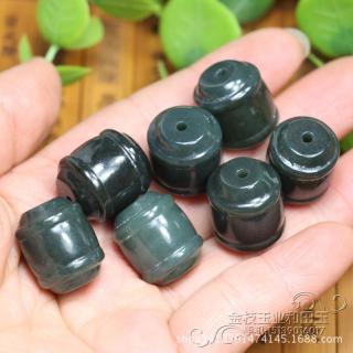 【正品天然新疆和田玉青玉桶珠散珠勒子 diy配件 手链项链配件】河南