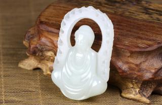 和田玉 羊脂白玉 佛挂件 20.92克
