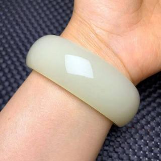 和田玉青花手镯新疆和田玉白玉手镯羊脂玉手镯青白玉女款玉镯 手镯圈